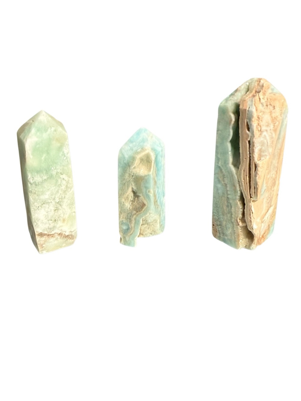 ✨ Caribbean Calcite Mini Tower Set of 3 • Display Crystals • 49g